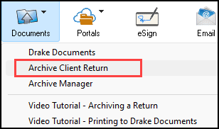 Image of Documents > Archive Client Return